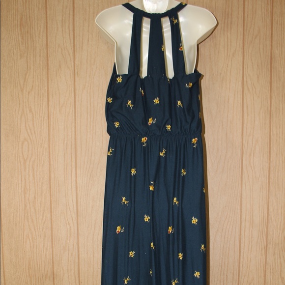 Nine Britton Sunflower Print Navy Blue Dress - Picture 3 of 5